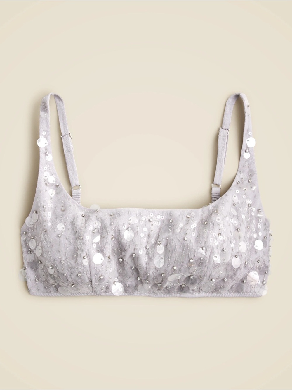 J. Crew Collection Sequin-Embellished Bra Top, Silver Size 2